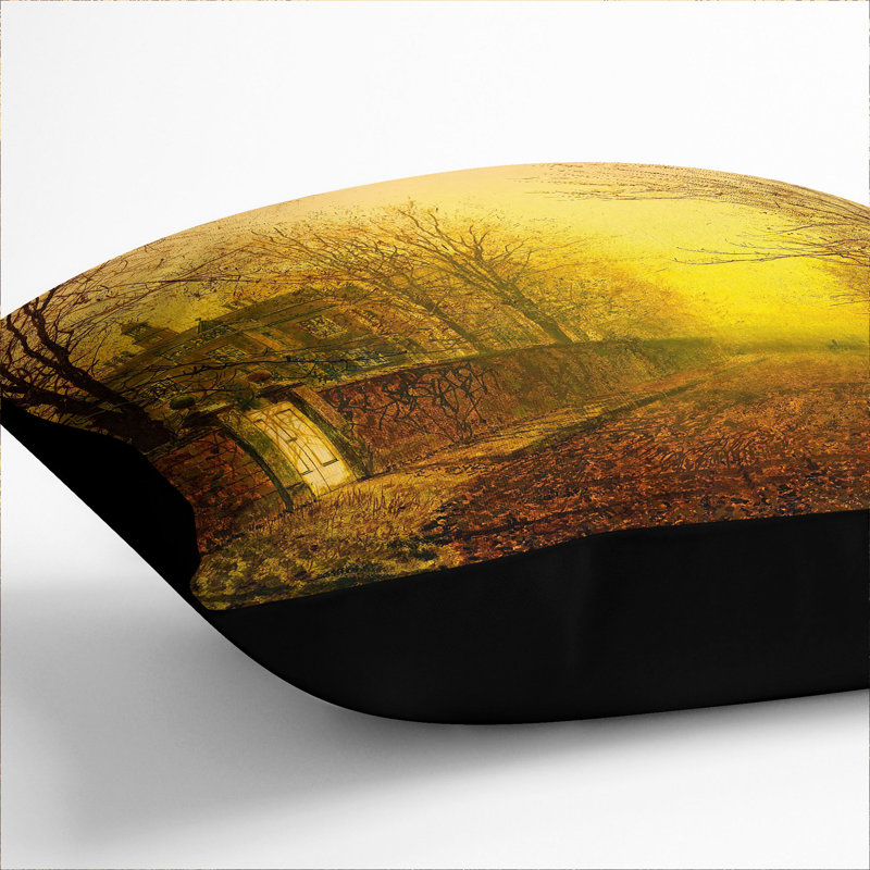 Golden Autumn Square Throw Cushion, 40cm H x 40cm W x 15cm D, Black