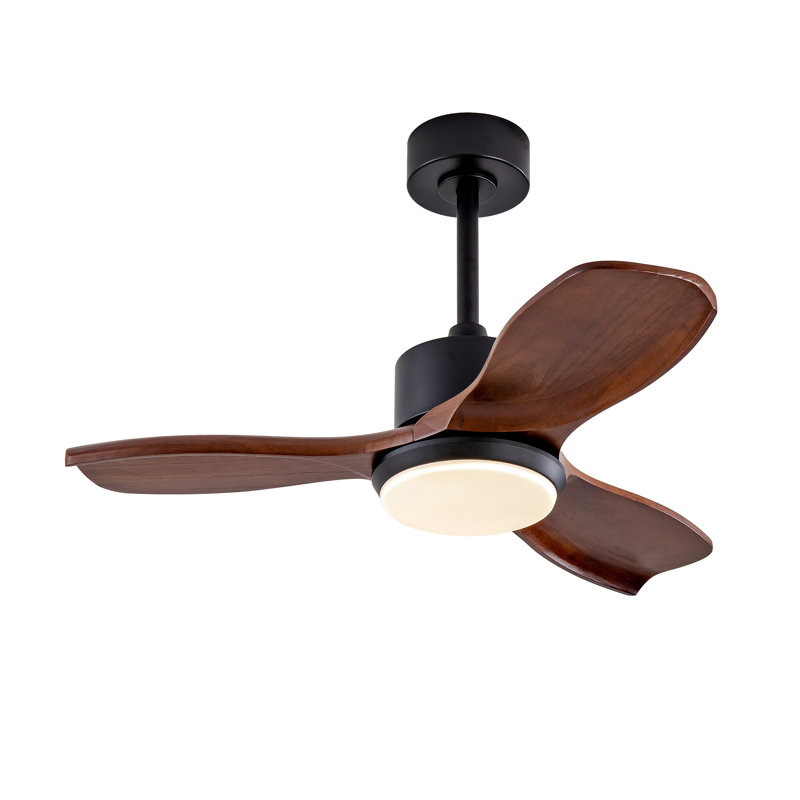 Wood Ceiling Fan With Lights Remote Control,Quiet DC Motor 3 Blade Ceiling Fans For Patio Living Room, Bedroom, Office,Indoor Outdoor