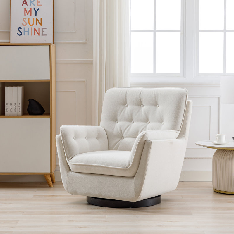 Fauteuil pivotant rembourré Autley, Mélange de polyester crème
