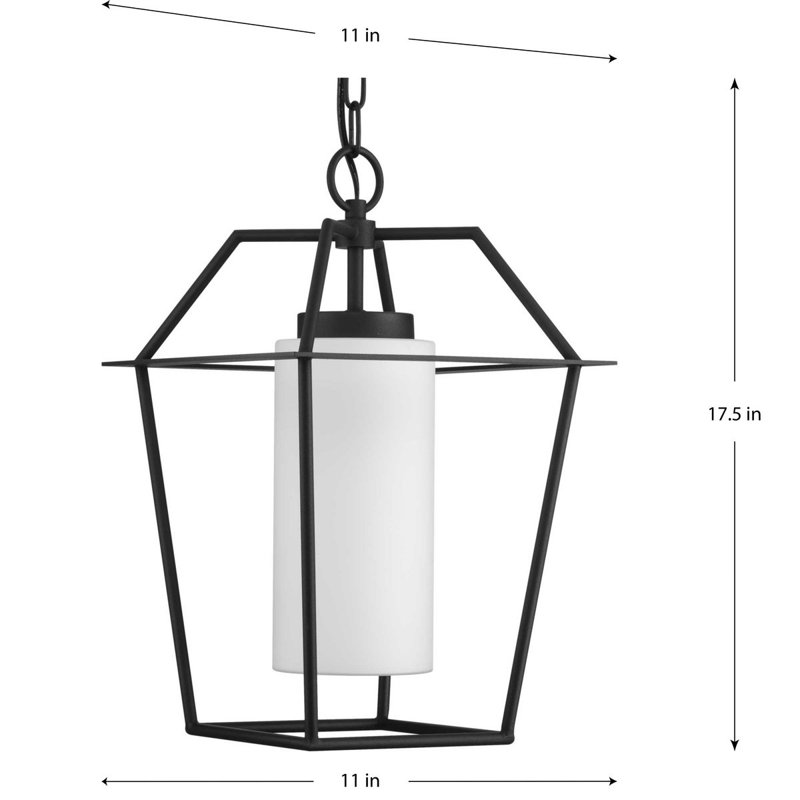 Lanterne suspendue d'extérieur texturée noire 1 lumière H 17,5 po