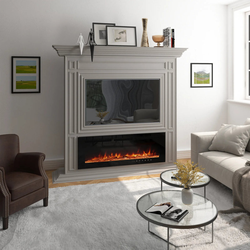 Aakifa Symple Stuff Black Electric Fireplace with 5000 BTU, 43.2cm H x 102cm W x 10.5cm D