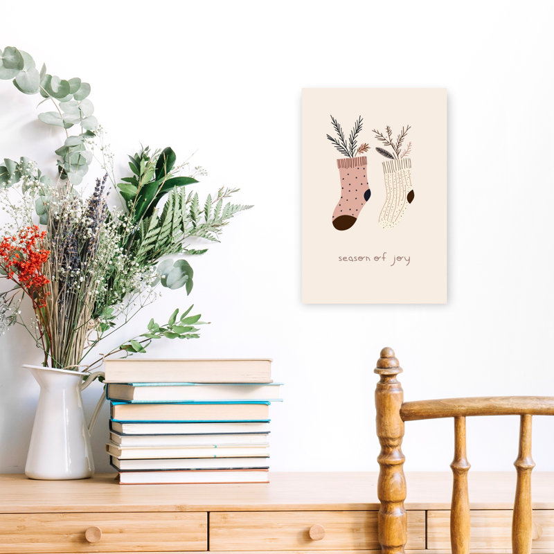 Cozy Holiday Socks Rustic Abstract Contemporary Nature Winter, impression d'art mural, H 18 po x l 12 po