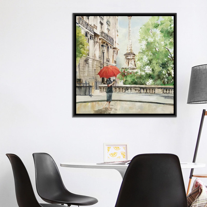 « paris walk », impression sur toile, H 18 po x l 18 po x P 1,5 po, Toile avec cadre noir, Pas de tapis