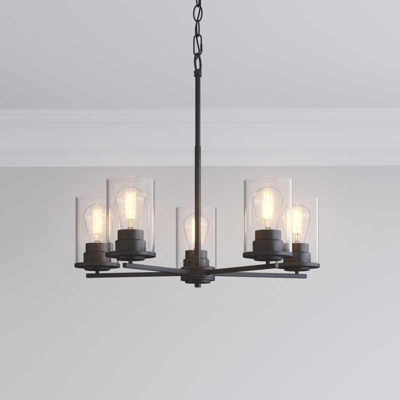 Verlana 5 - Light Steel Dimmable Chandelier, Matte Black