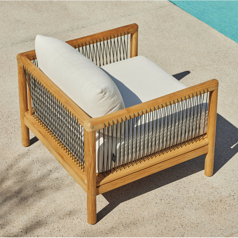 Reel Collection Outdoor Teak Lounge Chair, Sunbrella Heritage Char