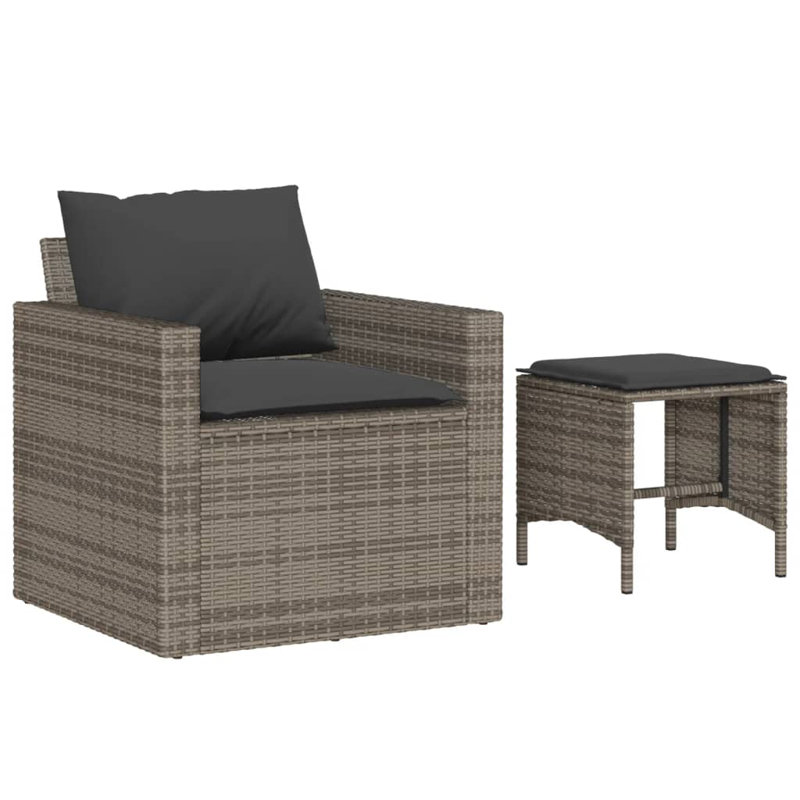 Ensemble de canapé de patio avec coussins 4 pièces Ebern Designs, Gris foncé