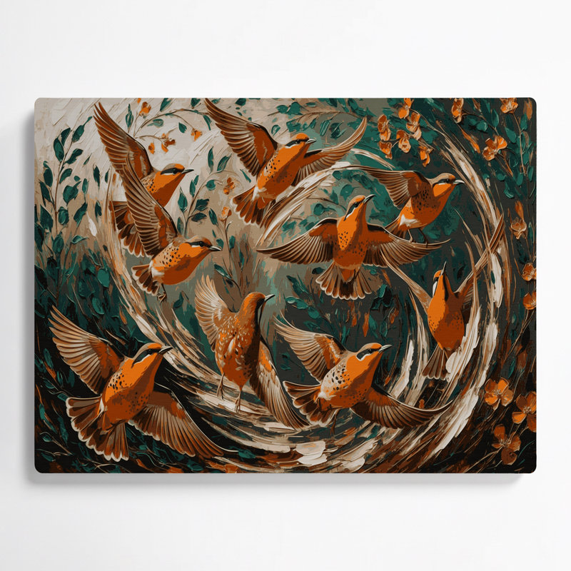 Art mural en métal oiseaux, H 20 po x l 30 po