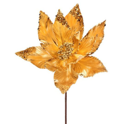 Tige de poinsettia à bords pailletés