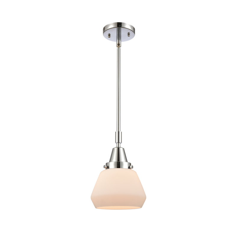 Luminaire suspendu conique à 1 lumière Cahn, Blanc mat, Chrome poli, Ampoule non incluse