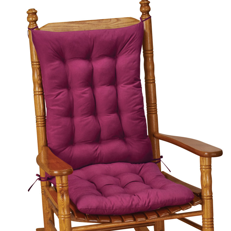 Burgundy Polyester Blend Rocking Chair Cushions Set