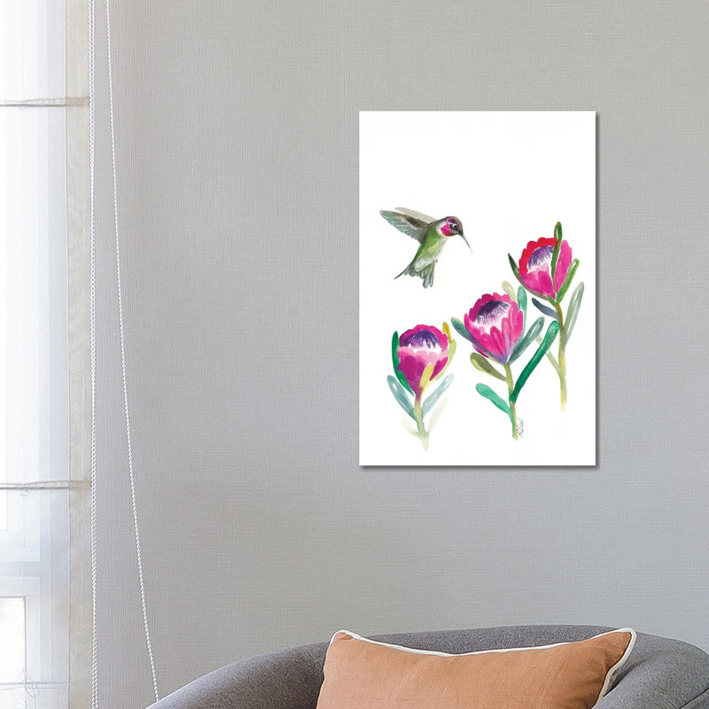 Floral Hummingbird - Wrapped Canvas Print, 66.04 cm H x 45.72 cm W x 1.91 cm D
