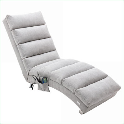 Chaise longue de massage avec 5 modes de massage, conception ergonomique Télécommande | Gris clair | Lin