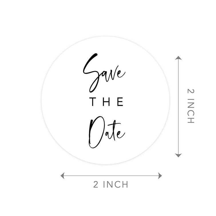 Andaz Press Save The Date Sticker, Minimal Cursive Design, Save The Date Seals for Wedding Invitations, 120-Pack, White