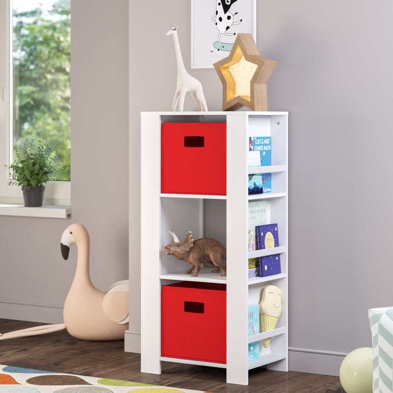 White Kids Bookshelf and Toy Organizer with Cubbies