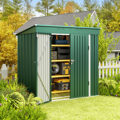 6 ft. W x 4 ft. D Galvanizaed Steel Horizontal Storage Shed