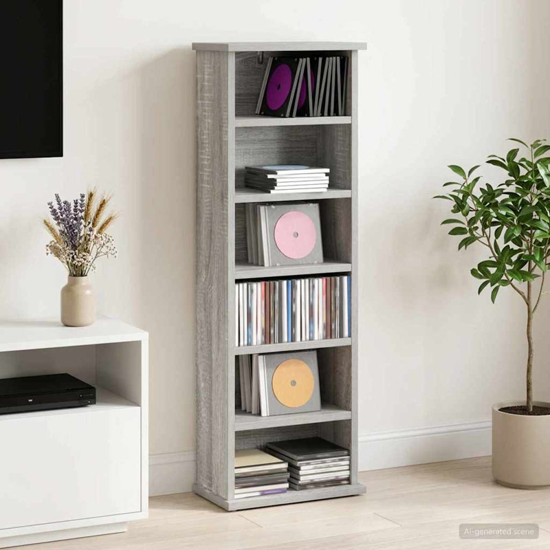 92 cm H Media Shelves, Grey Sonoma
