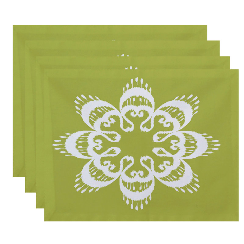 Feltner Polyester Geometric Rectangle Placemat, Green
