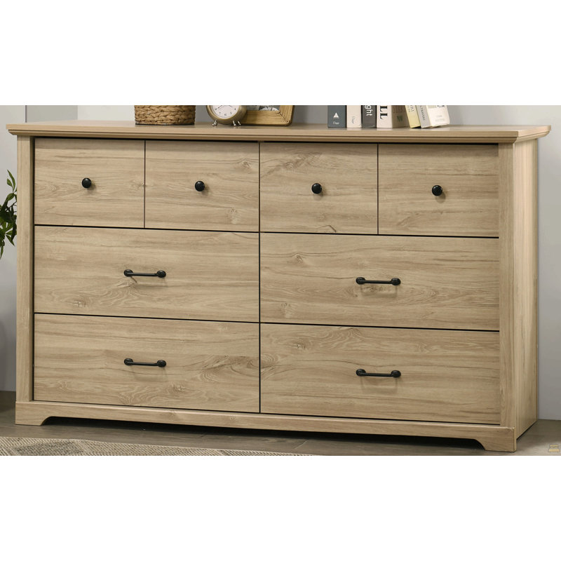 Commode 6 tiroirs 57 po avec poignées noires