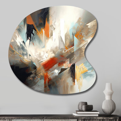 Orange And Blue Abstract Mixed Colours IV - Abstract Minimalism Drop Shape Metal Wall Sculpture