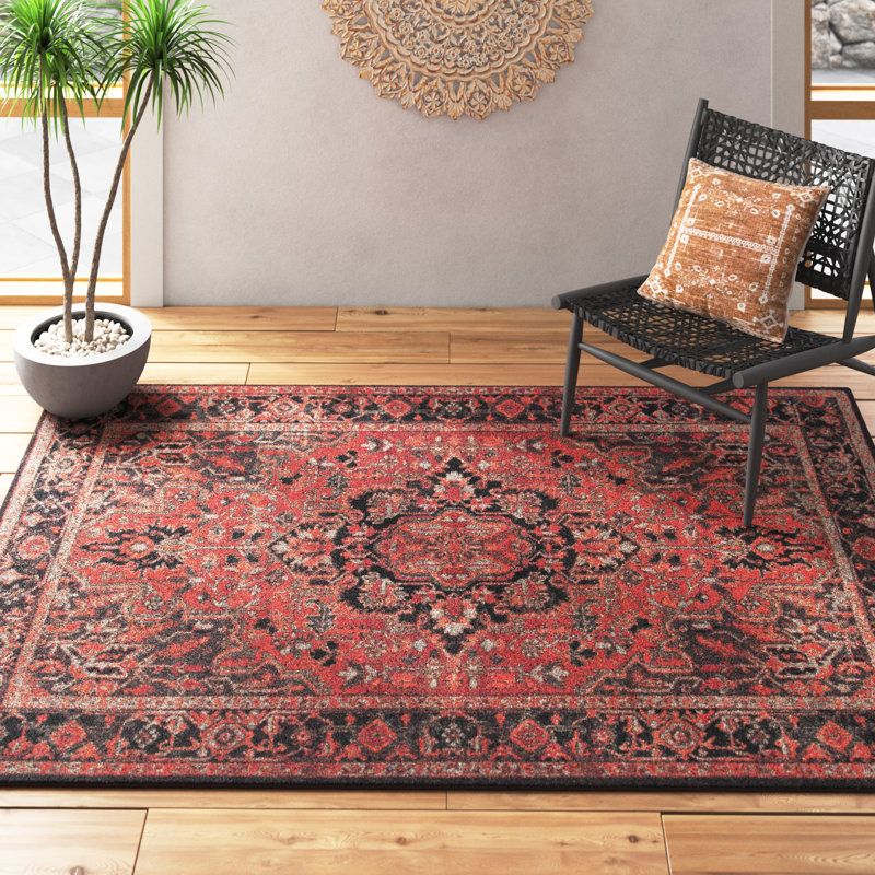 Elegant Tufted Wool-Blend 7'9" x 10' Area Rug in Rich Red