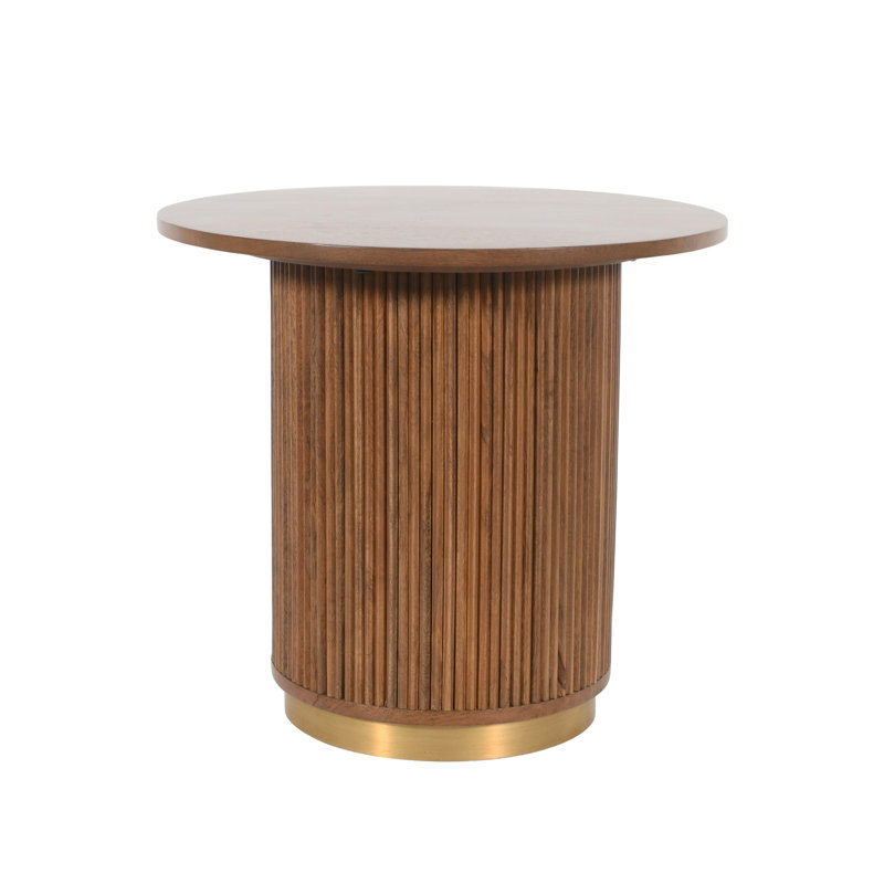 Handmade Wood Transitional Fluted Accent Side Table