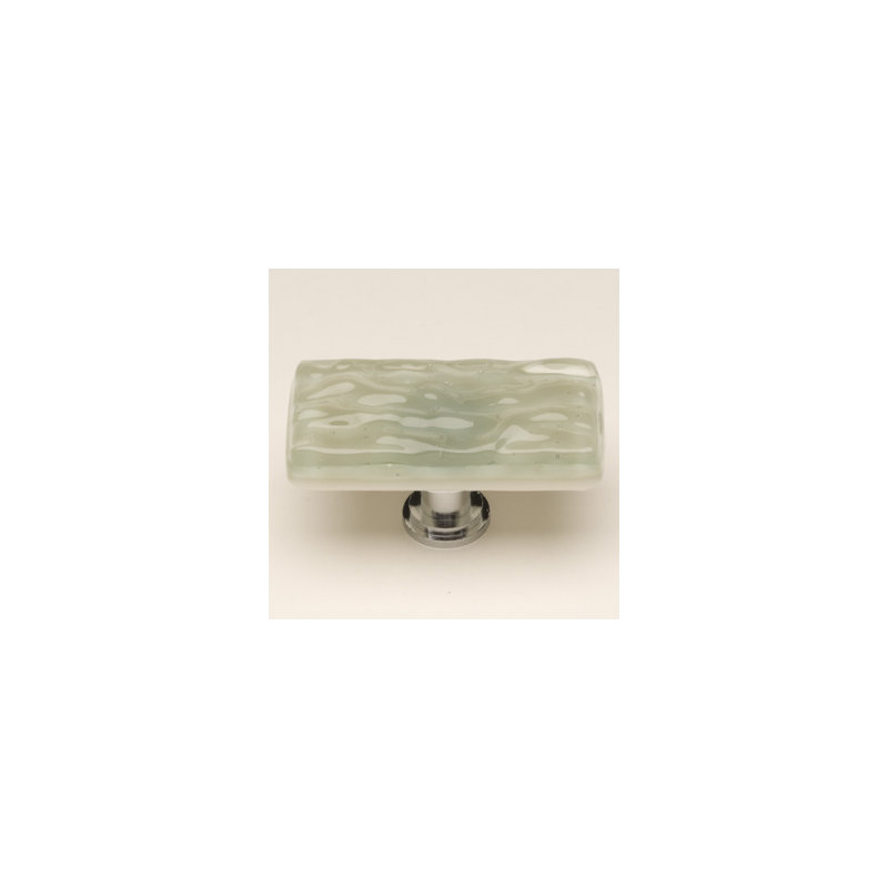 Glacier Rectangular Knob, Spruce Green/Polished Chrome