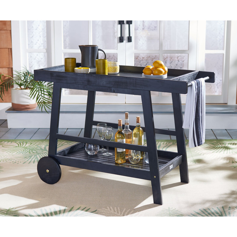 Terrace Solid Wood Bar Cart, Black