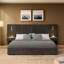 Structure de lit tapissier grand avec tissu chenille
