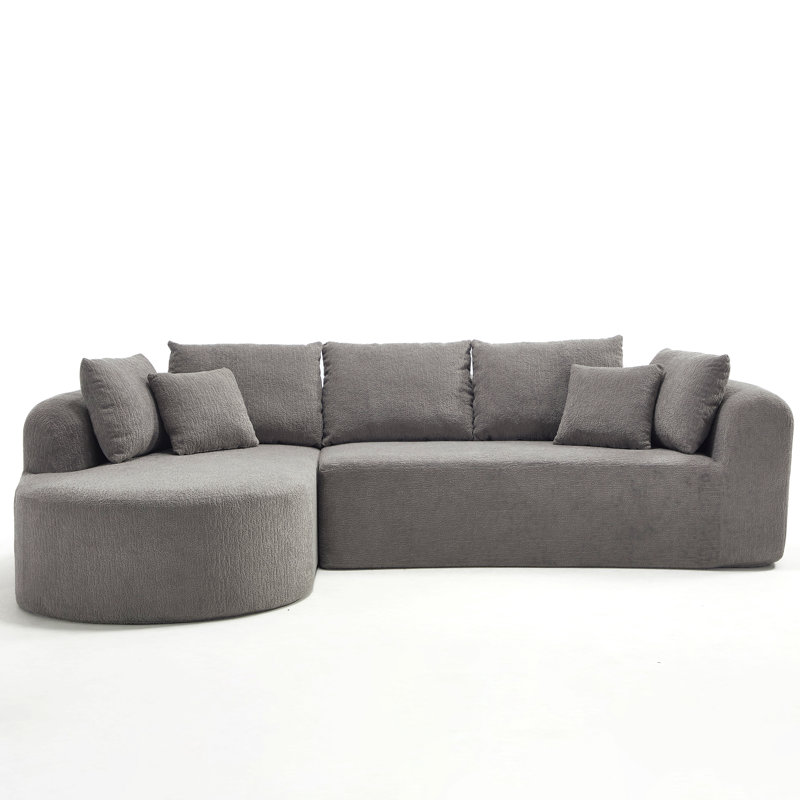 Canapé modulaire 109 pouces Cloud, canapé désossé pour le salon, canapé modulaire en velours côtelé avec méridienne en L, canapé moderne compressé dans une boîte, rembourrage en mousse à mémoire de forme