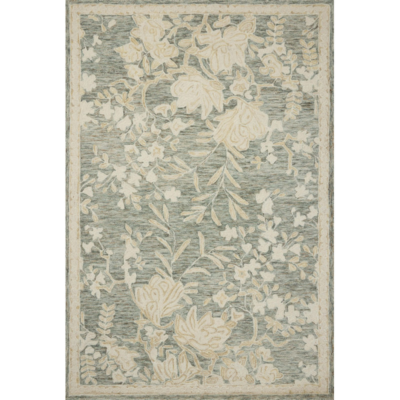 Tapis contemporain lagon / blé Loloi, Carré 1 pi 6 po