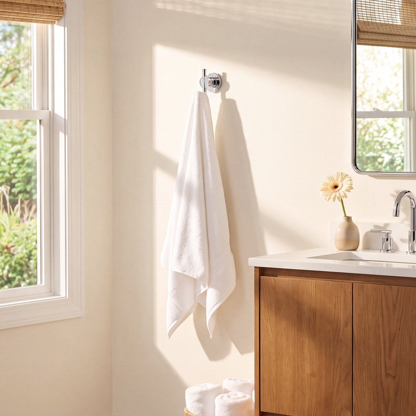 Nicoli Double Towel Hook Bath Hardware Accessory, Polished Chrome