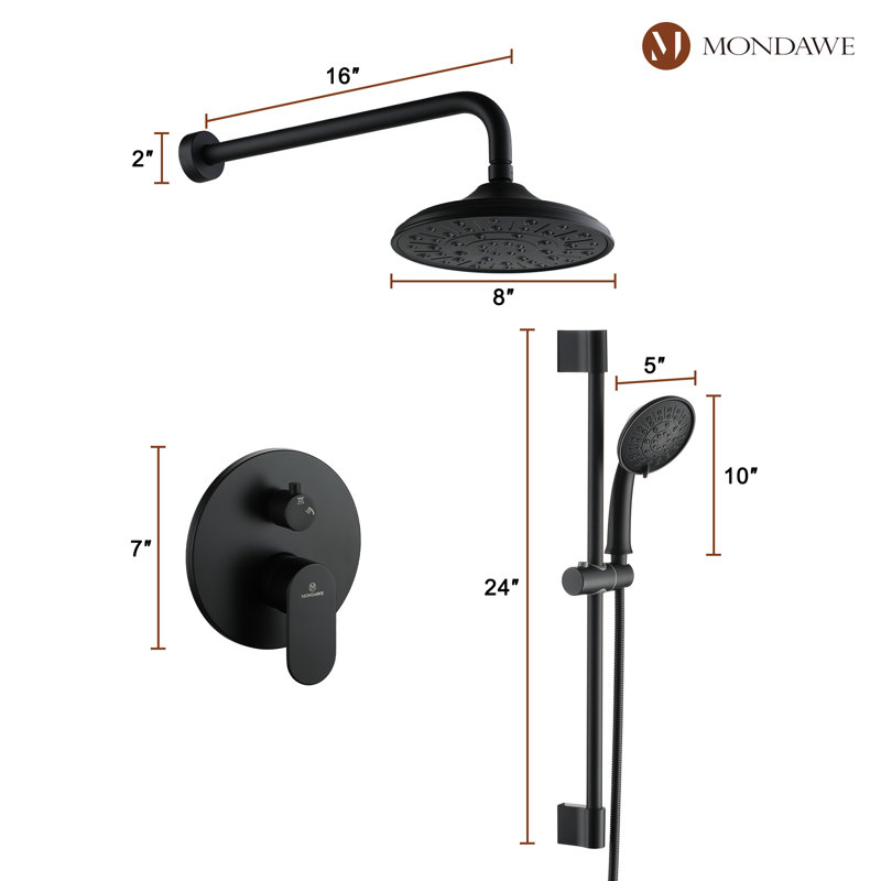 Matte Black Adjustable Multi-Head Rain Shower System with Handheld