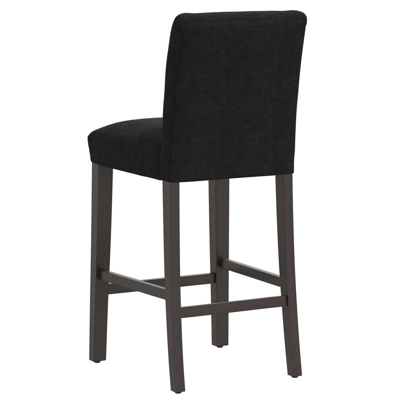 Hadrien Bar & Counter Stool, Bar Stool (31” Seat Height), Classic Linen Black, Black Wood