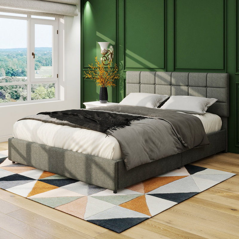 Upholstered Storage Bed, Full / Double, Gray Incorrect