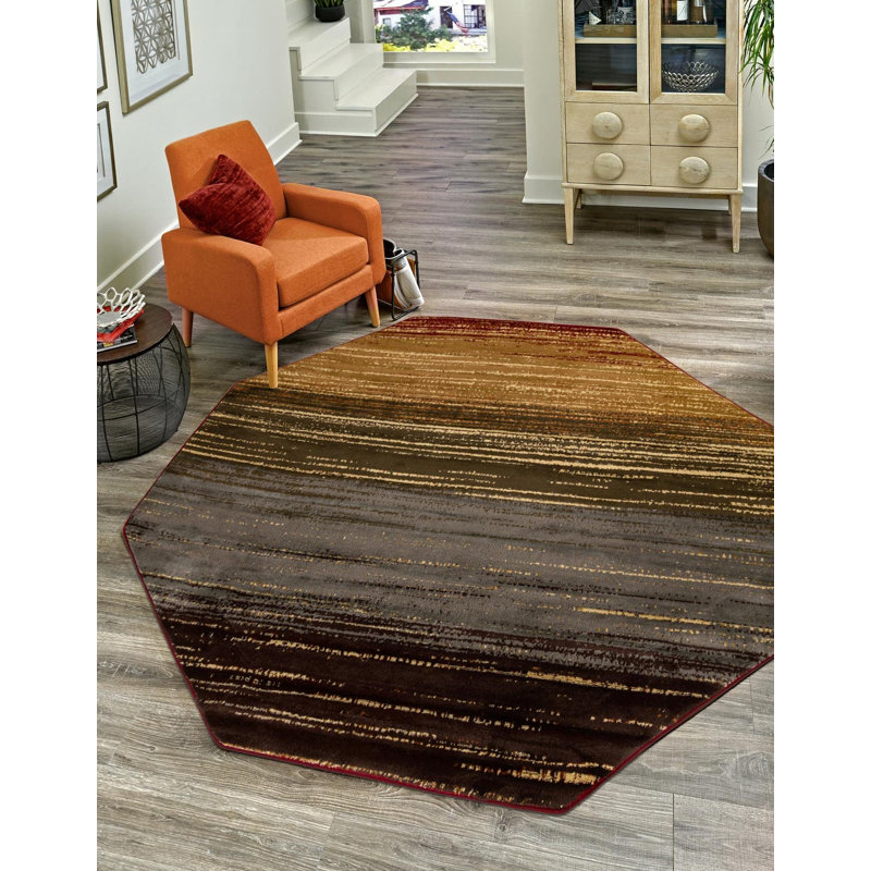 Ivetta Performance Abstract Indoor Rug, Octagon 6' x 6'