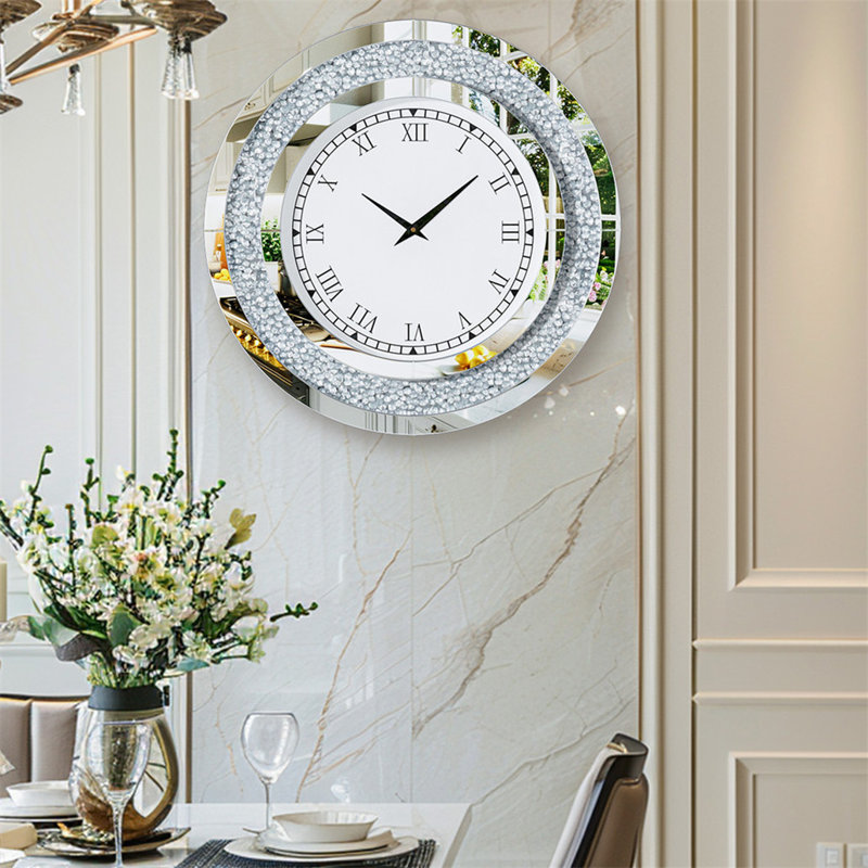 Annwyn Glass Wall Clock, Silver