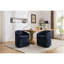 Fauteuil de salle à manger rotatif 360 ° en tissu de chenille avec coussin et roulettes, bleu pour l'intérieur-176255485