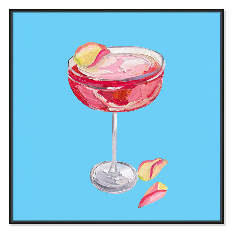 «Straker - Sparkling Rose Gin Cocktail», reproduction carrée par Straker, Cadre flottant noir, 37.5' W x 37.5' H