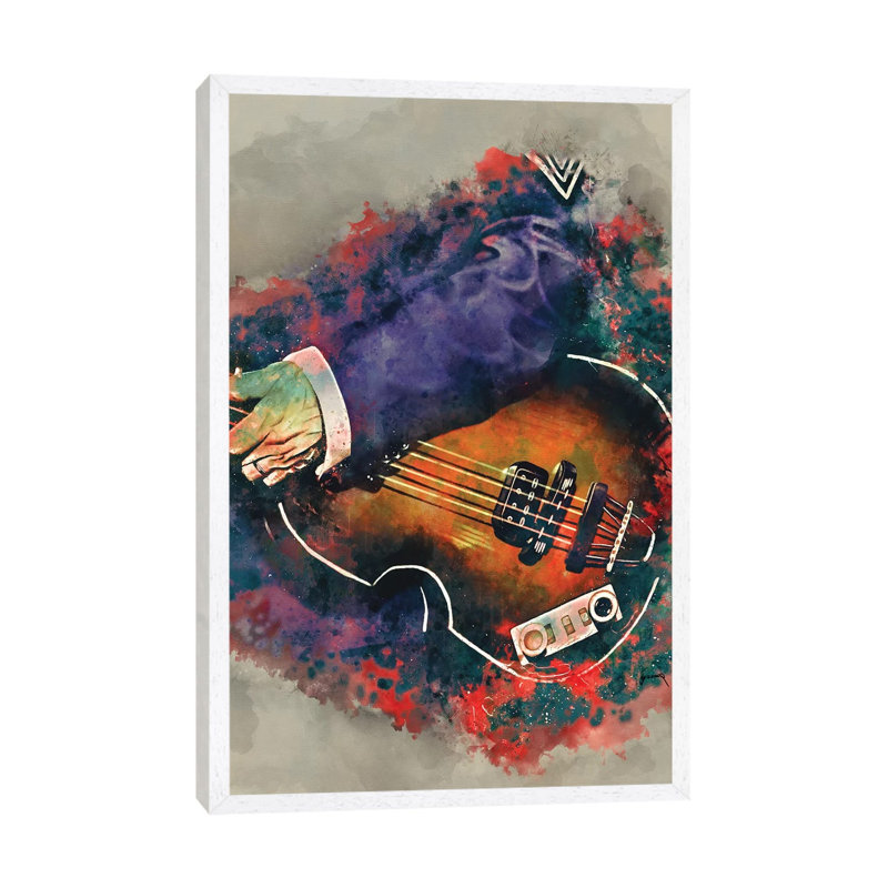 Paul Mccartney's Bass - Painting on Canvas, 66.04cm H x 45.72cm W x 3.81cm D, White Floater Framed