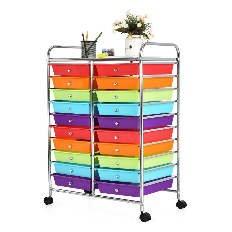 20 Drawers Rolling Storage Cart Studio Organizer