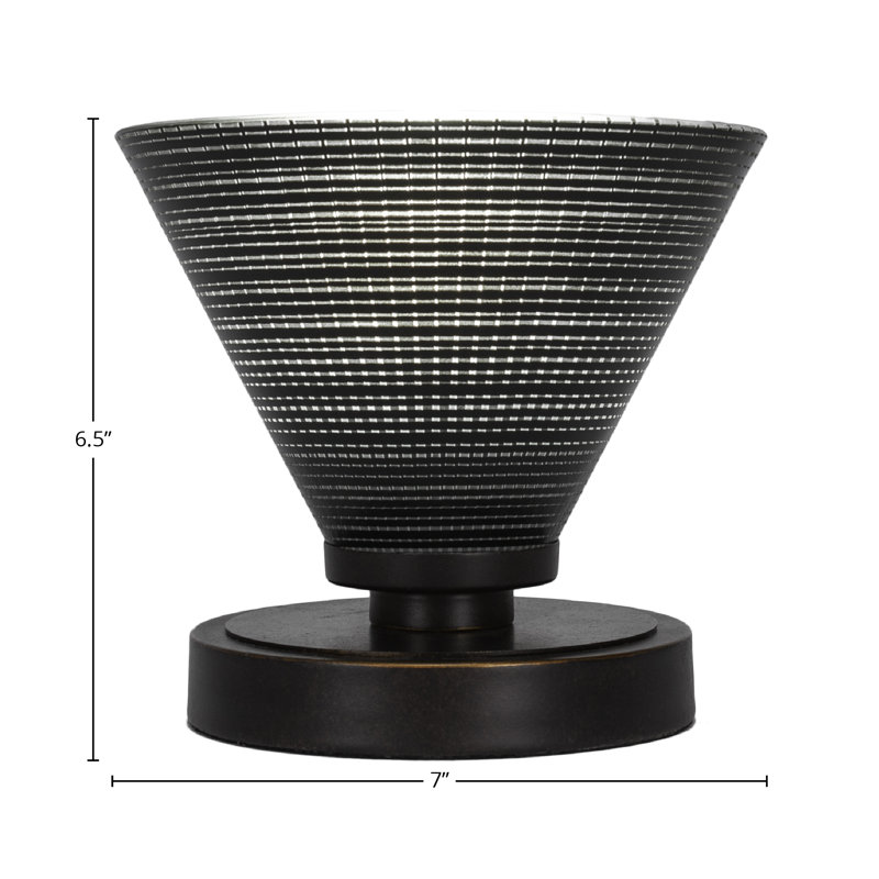 Lampe d'appoint Aneka montrée avec verre matriciel de 7 po, Noir, Granit foncé