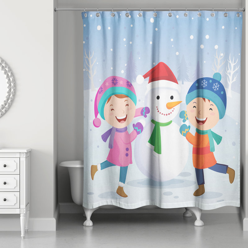 Rideau de douche à simple enfant bonhomme de neige Grandy