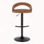 Ensemble de 3 tabourets de bar réglables, structure en métal noir avec similicuir brun clair et repose-pieds en T