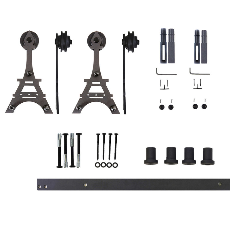 Ensemble de quincaillerie de porte de grange simple à double rail à double chenille standard, 60 po