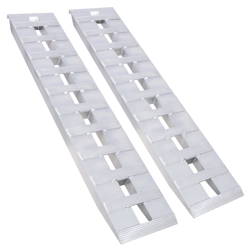 Rampes robustes avec extrémité de fixation à crochet supérieur, rampe de chargement universelle pour moto, tracteur, VTT / UT 60 po x 12 po 6600 lb 1 paire 2 rampes en aluminium argenté