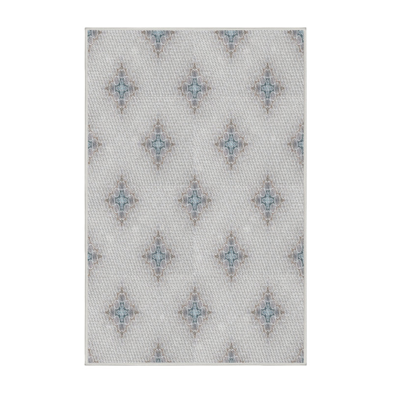 Tapis beige/gris à motifs, Rectangle 8 pi x 10 pi