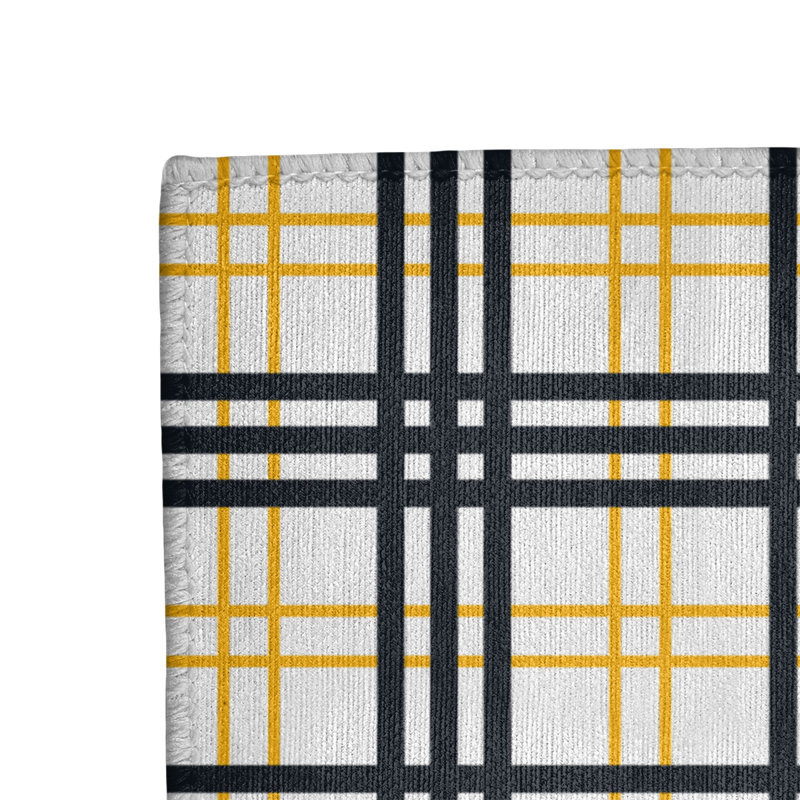 Tapis noir / blanc à carreaux, Rectangle 8 pi x 10 pi