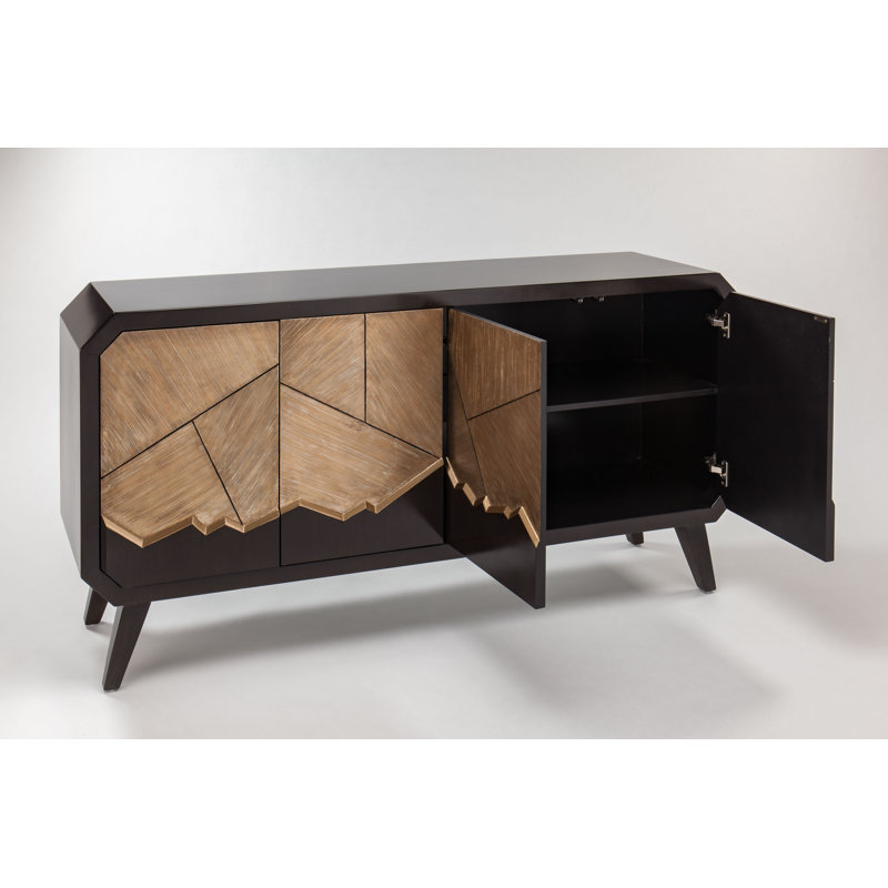 68'' Dark Chocolate and Gold Leaf Sideboard with Puzzle Doors