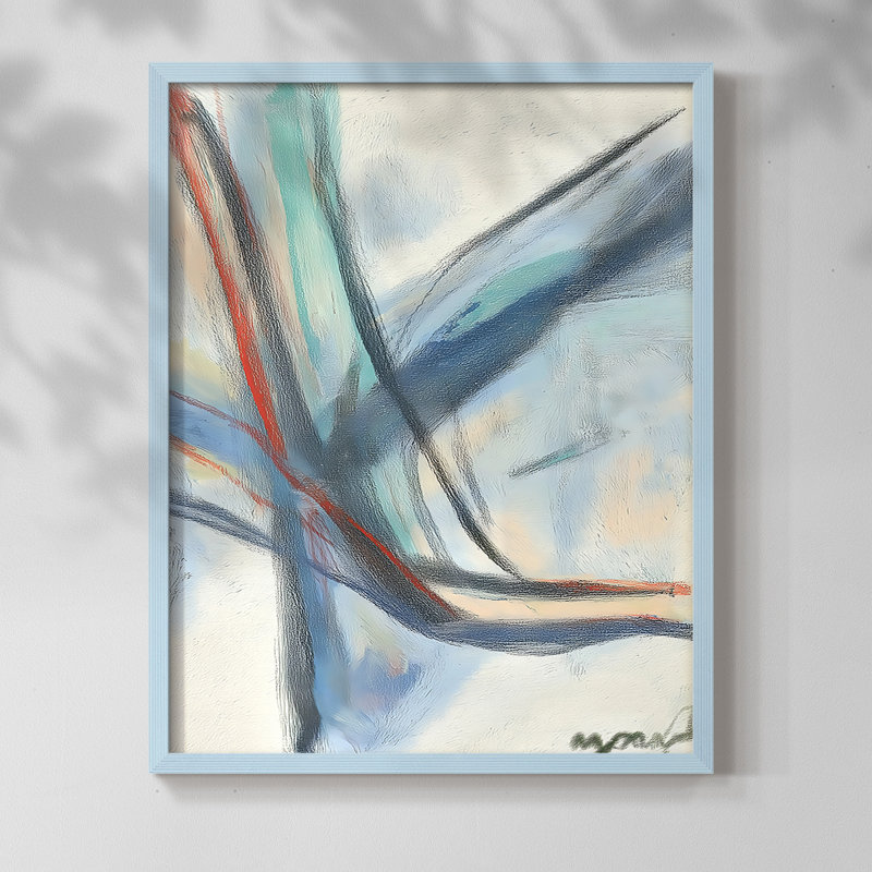 Série ABSTRACT DCCLV - reproduction encadrée de qualité supérieure - prête à être accrochée - aucun clou requis, Bleu
