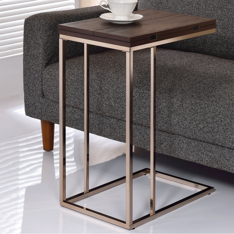 Mccollom Extendable Top Accent Table, Black Nickel/Weathered Gray, 25.25" H x 12" W x 18" D
